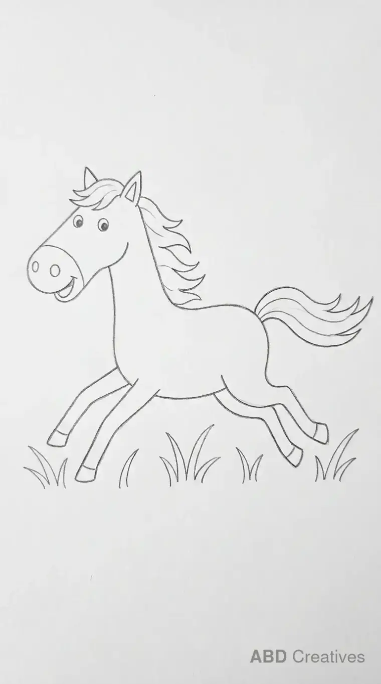 Horse Running Through Grass