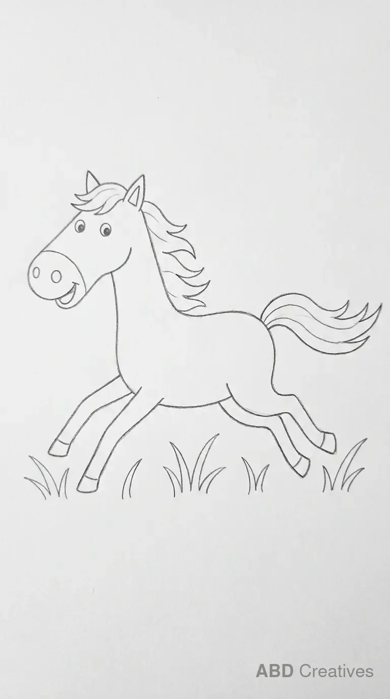 Horse Running Through Grass