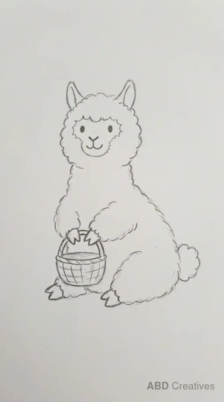 Pencil Drawing of Sitting Alpaca