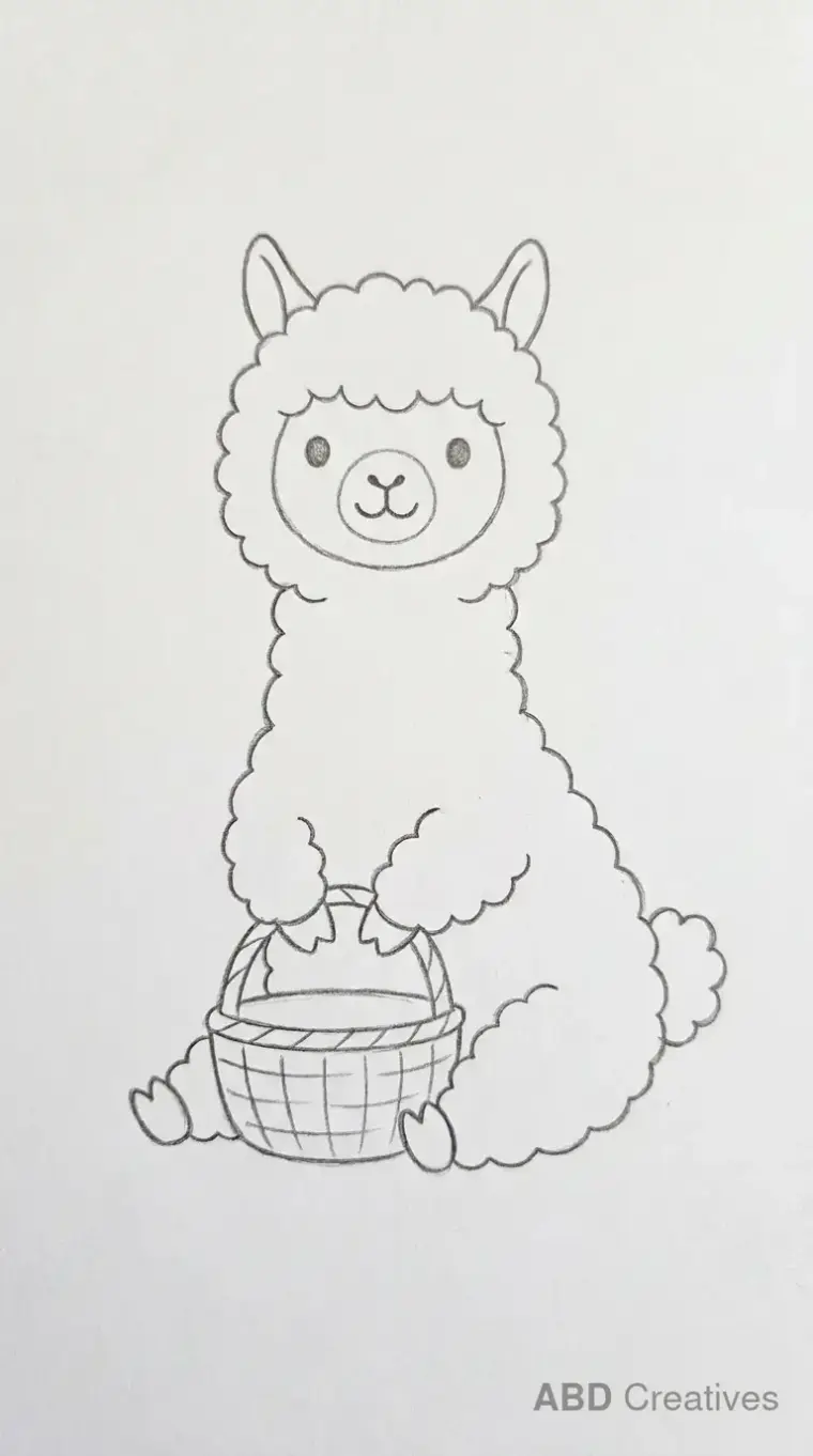 Sitting Alpaca Pencil Sketch