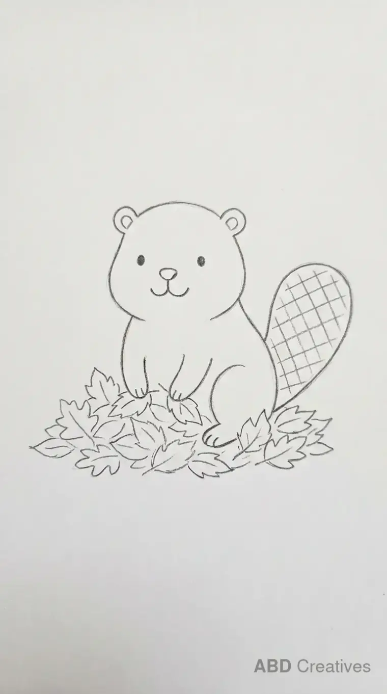 Sitting Beaver Sketch Drawing