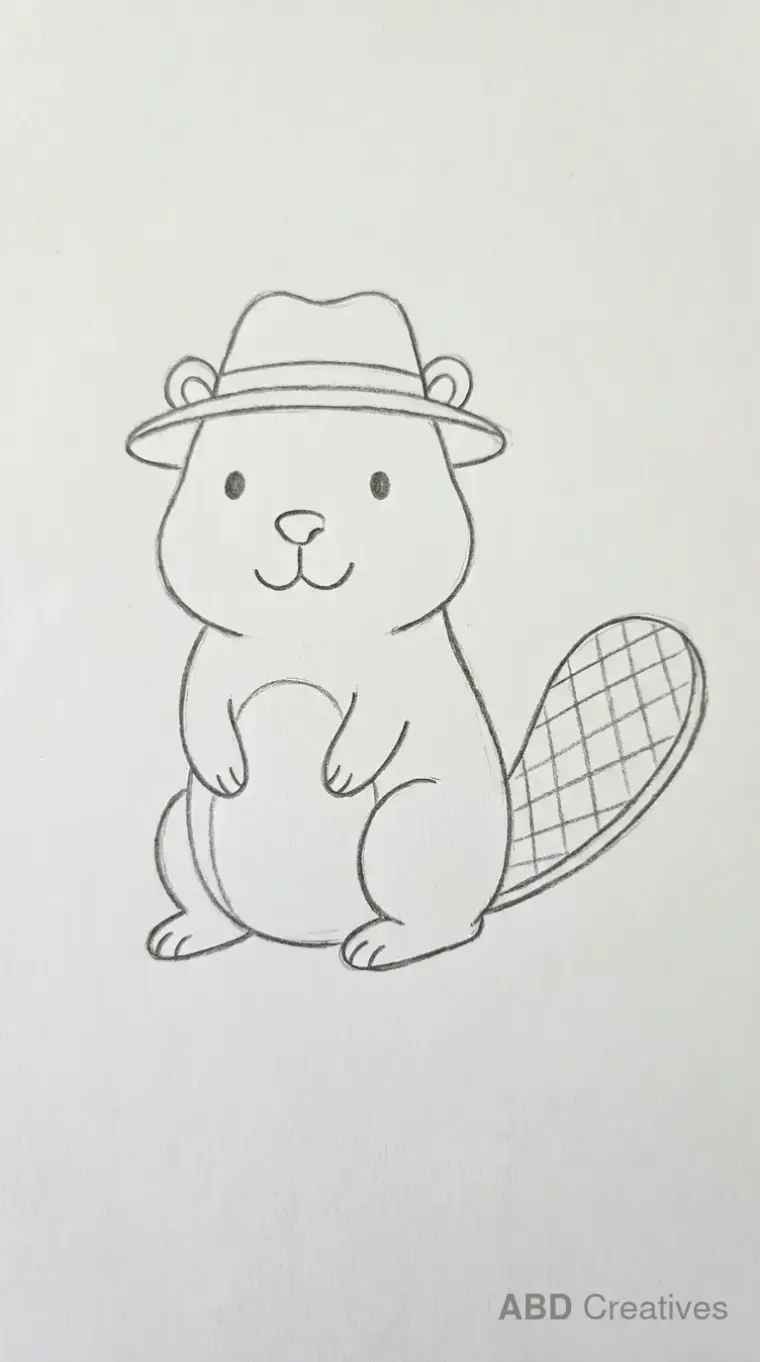 Sitting Beaver Outline Drawing