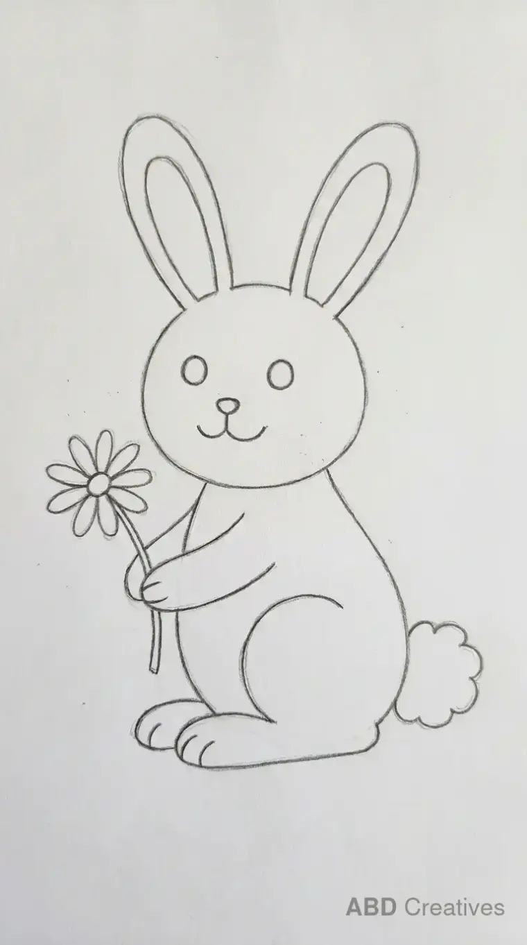 Bunny Holding a Flower