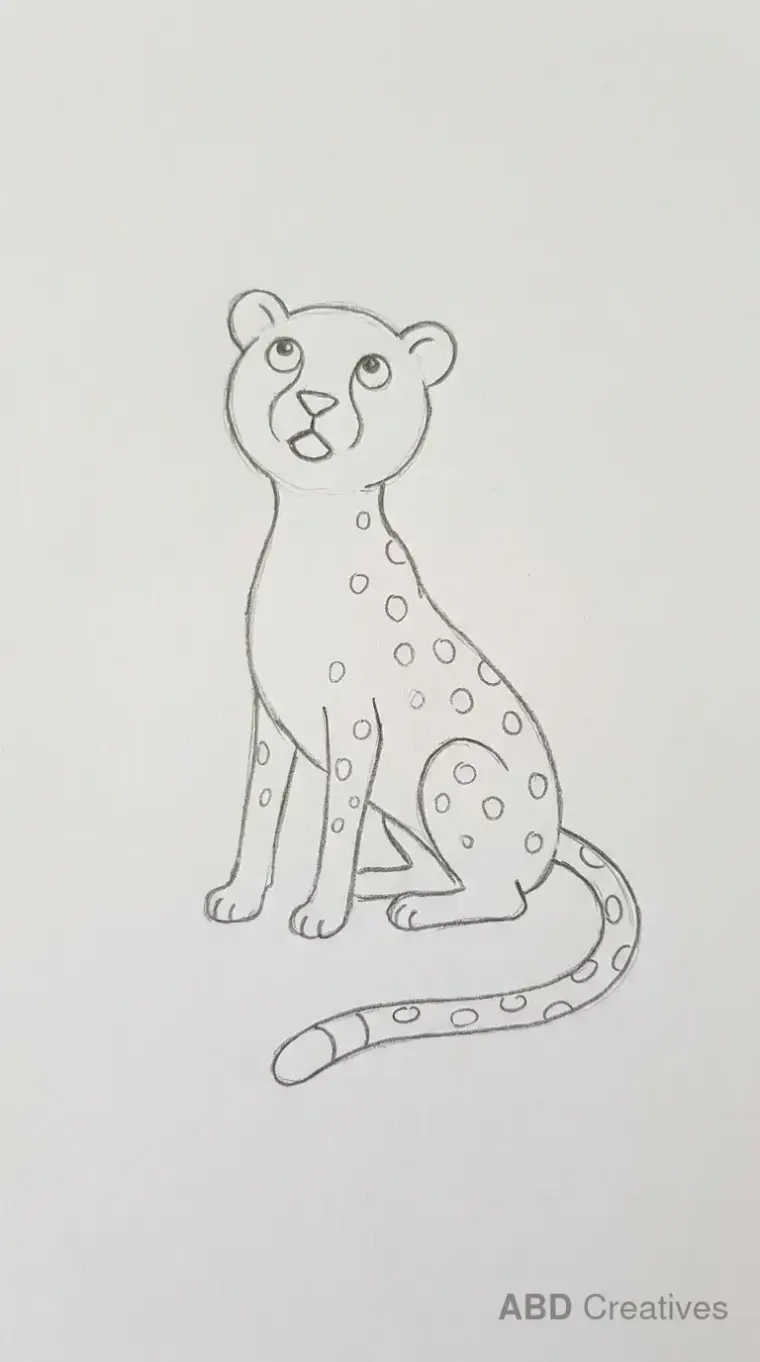 Pencil Drawing of Sitting Cheetah
