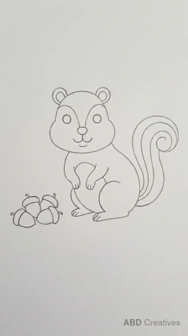 Pencil Drawing of a Sitting Chipmunk