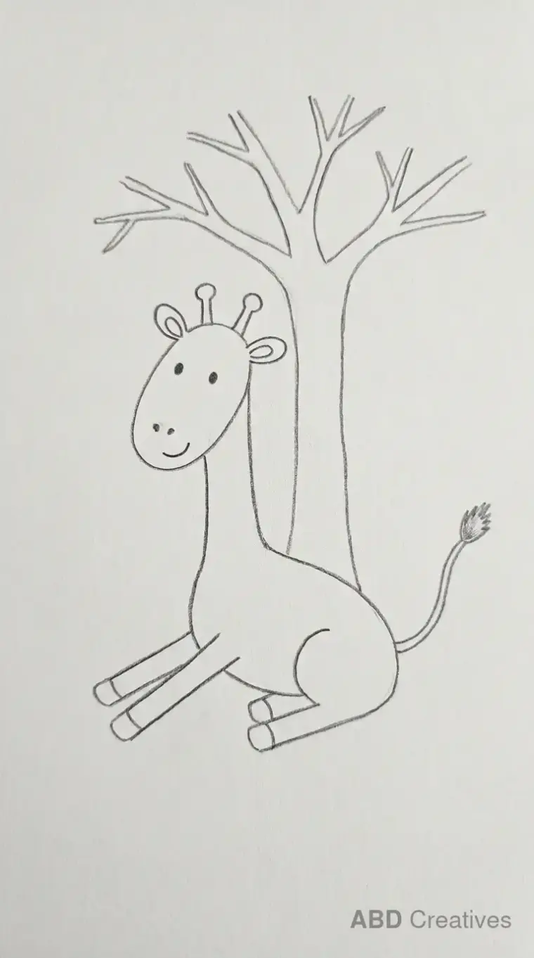 Sitting Giraffe Under a Tree