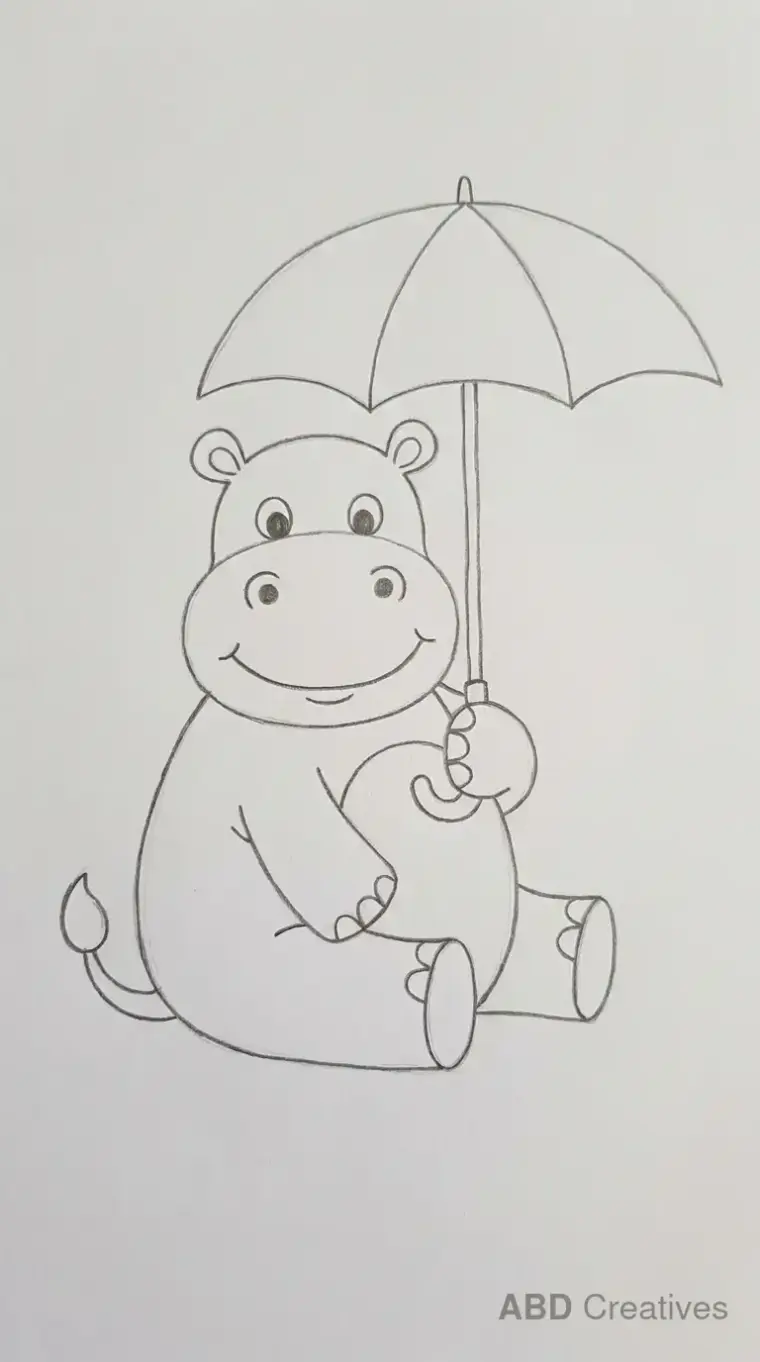 Hippo Holding an Umbrella