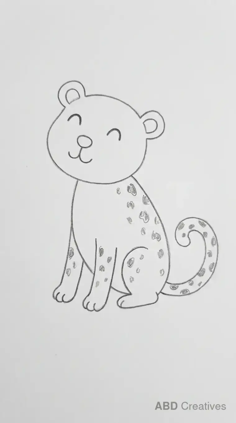 Pencil Drawing of Sitting Leopard 2