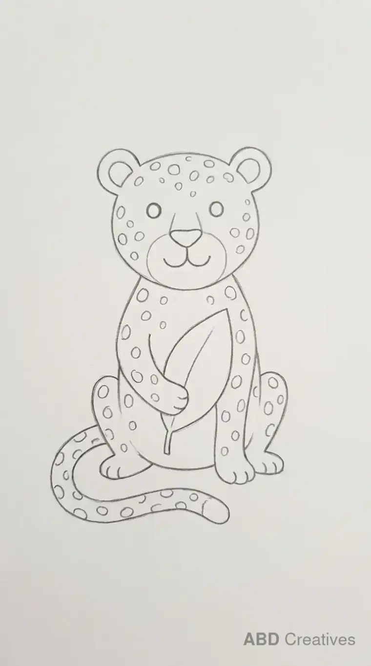 Pencil Drawing of Sitting Leopard 3