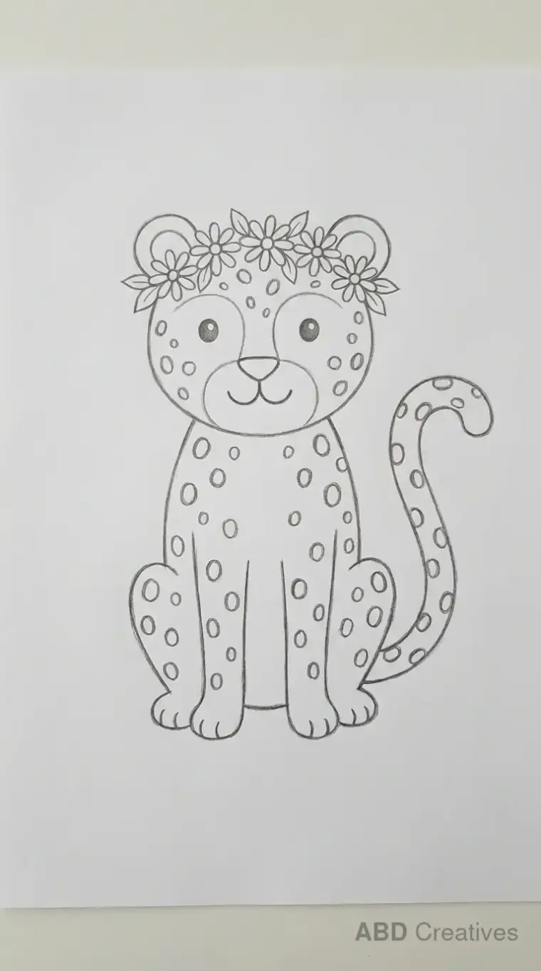 Pencil Drawing of Sitting Leopard