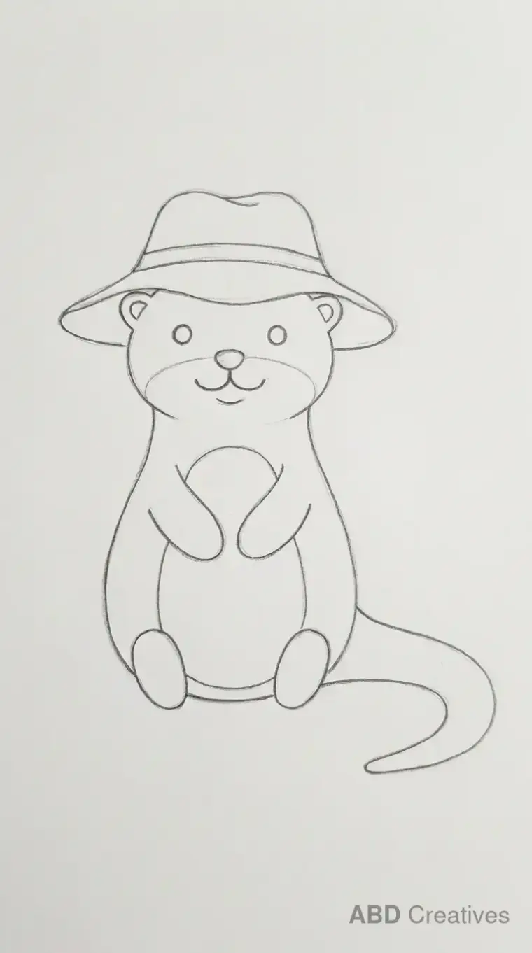 Sitting Otter Pencil Drawing Outline