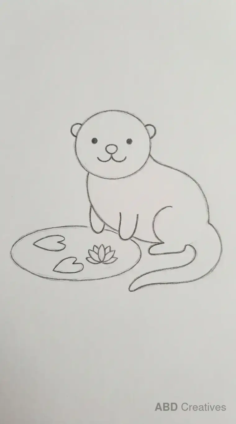 Sitting Otter Pencil Drawing