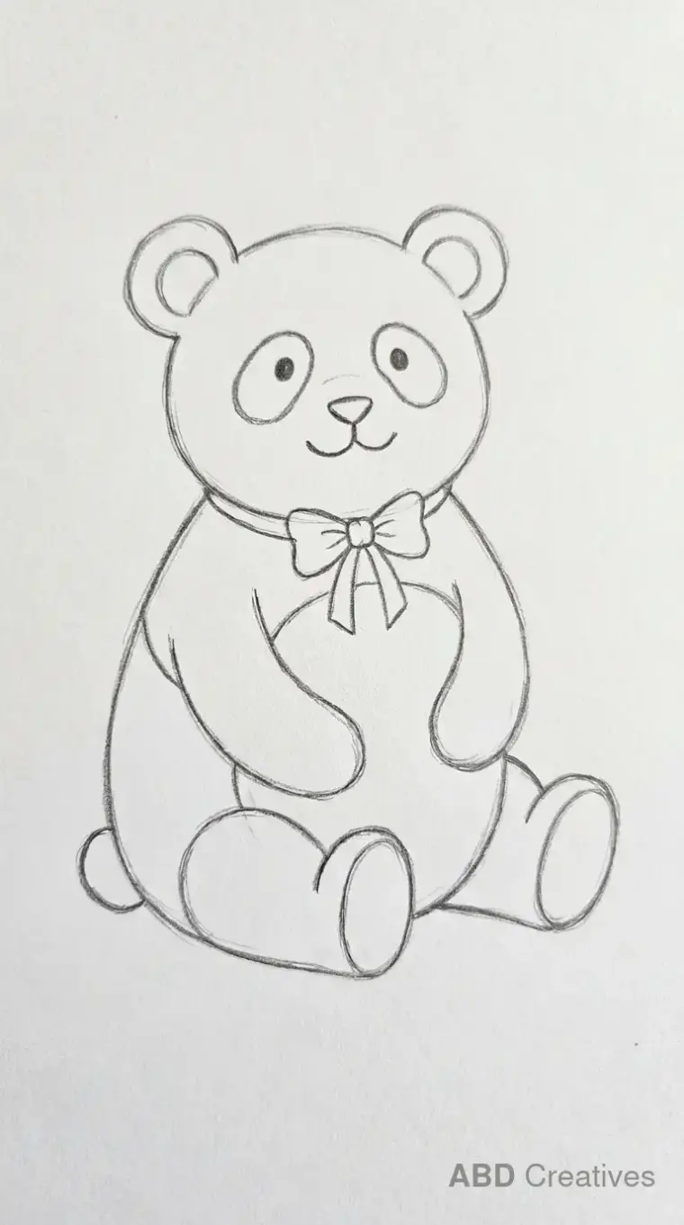 Sitting Panda Wearing a Bow
