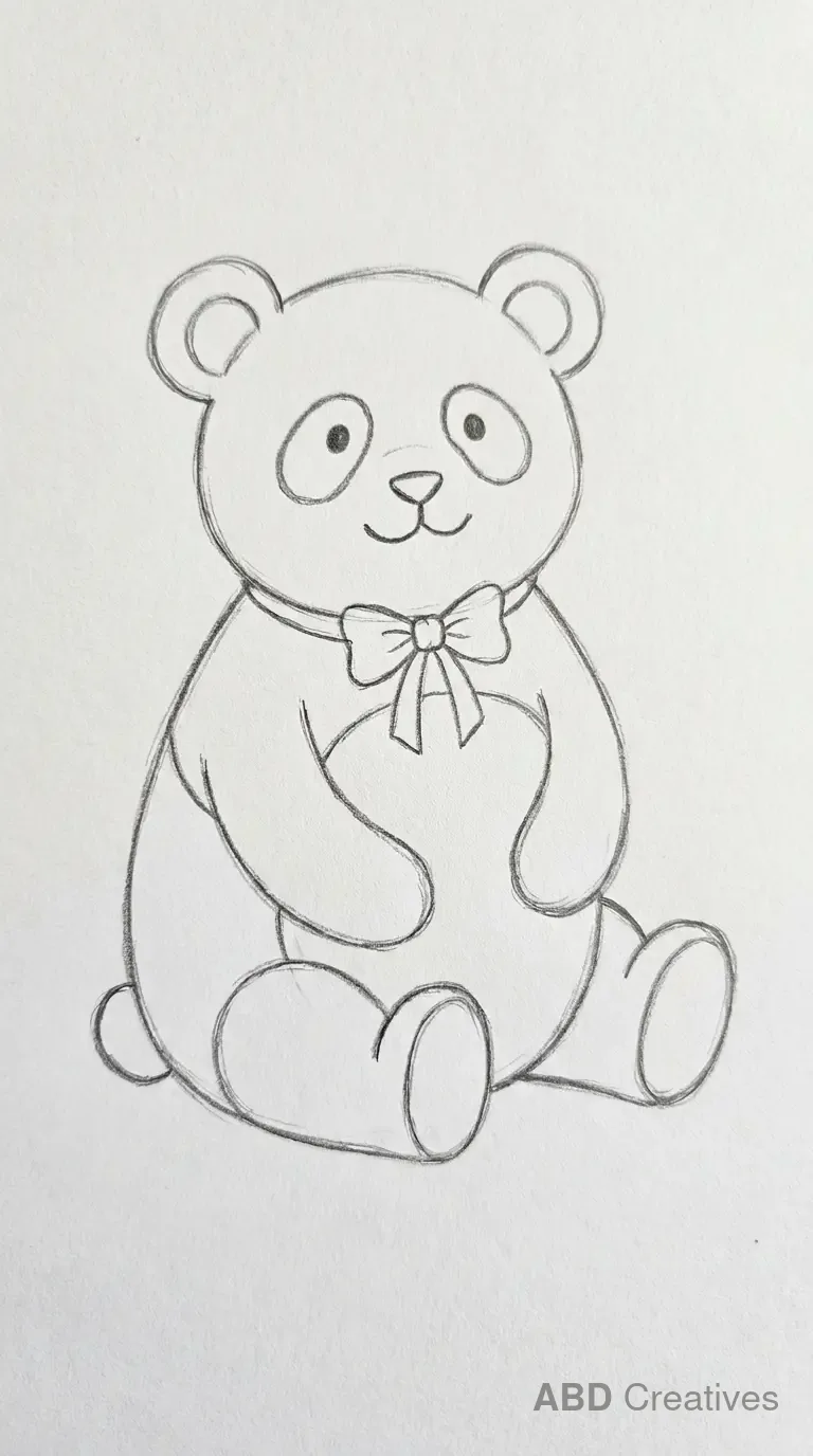 Sitting Panda Wearing a Bow