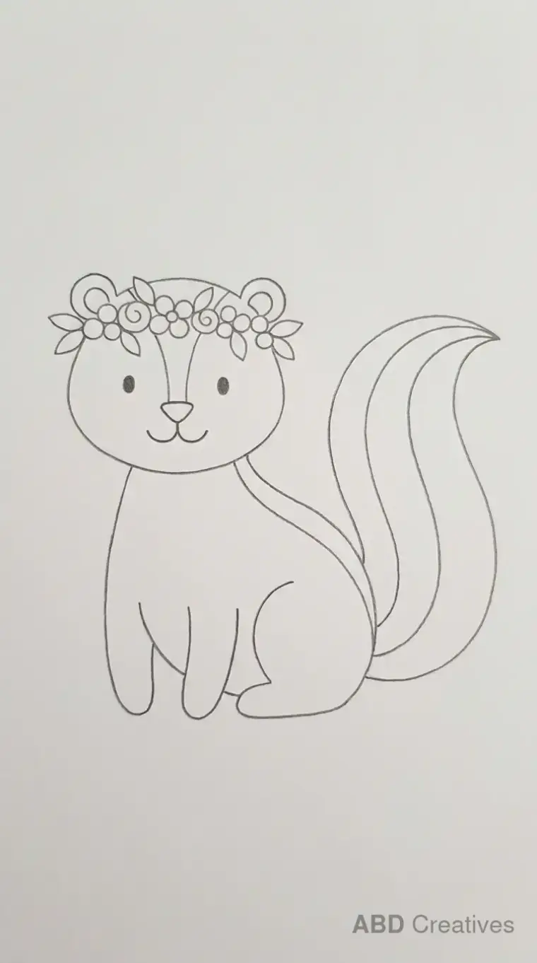 Pencil Drawing of Sitting Skunk