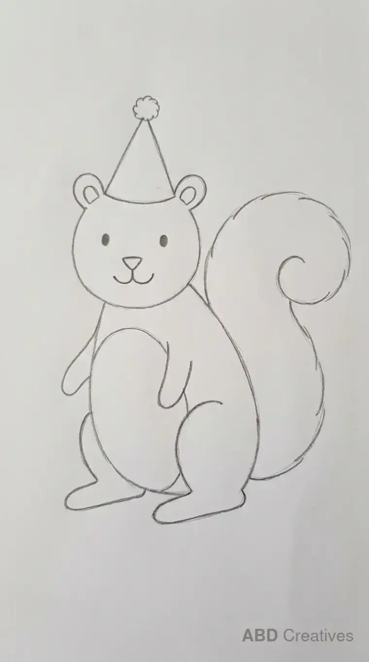 Sitting Squirrel Wearing a Party Hat