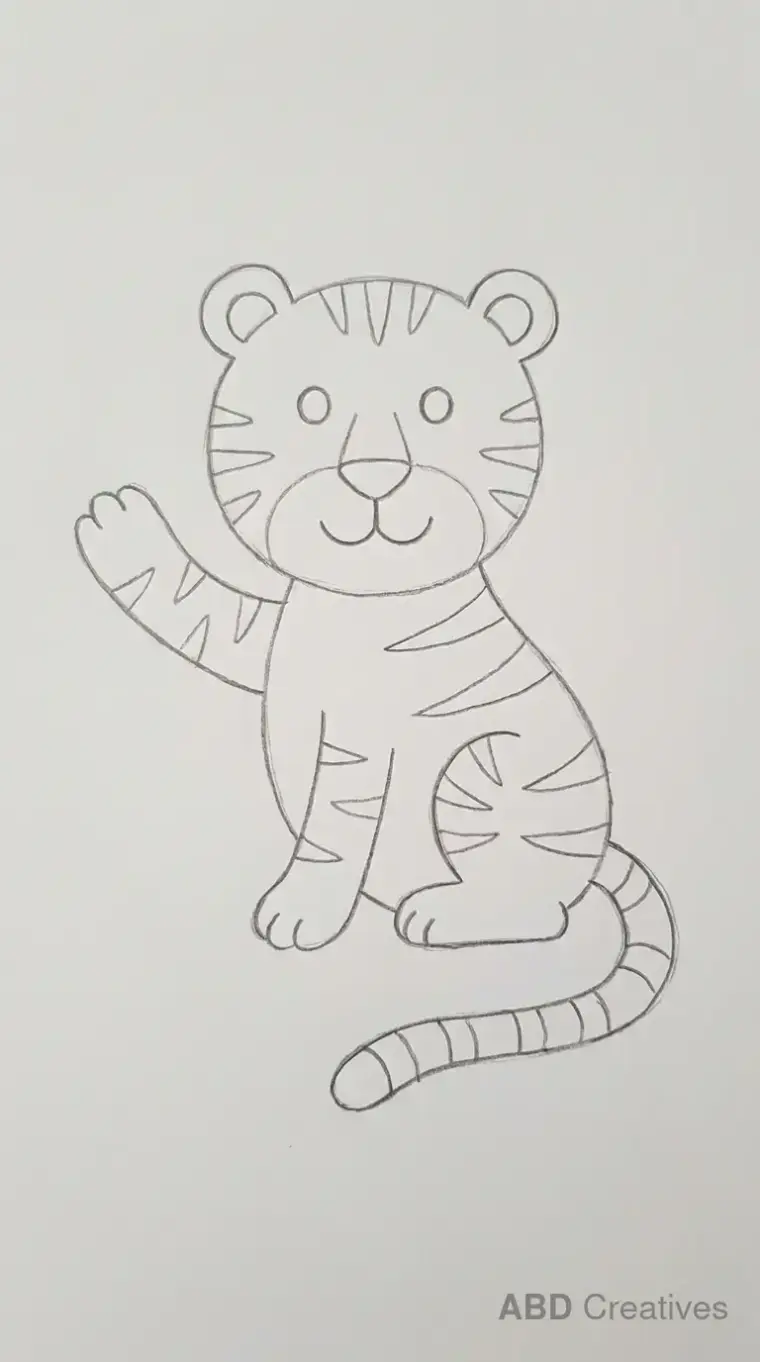 Sitting Tiger Waving