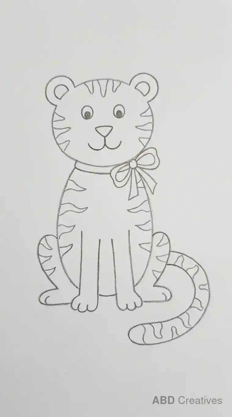 Sitting Tiger with a Bow