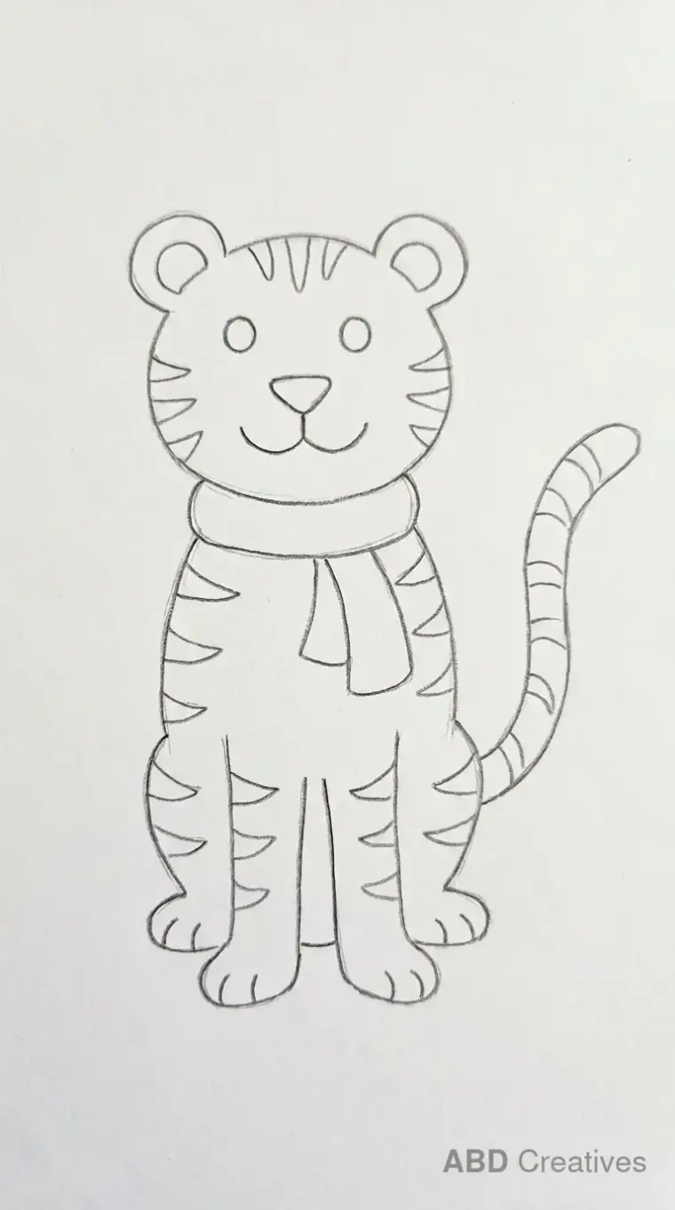 Sitting Tiger in a Scarf