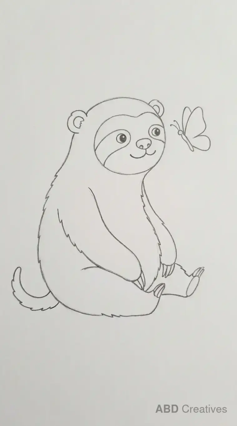 Sloth Sitting With a Butterfly
