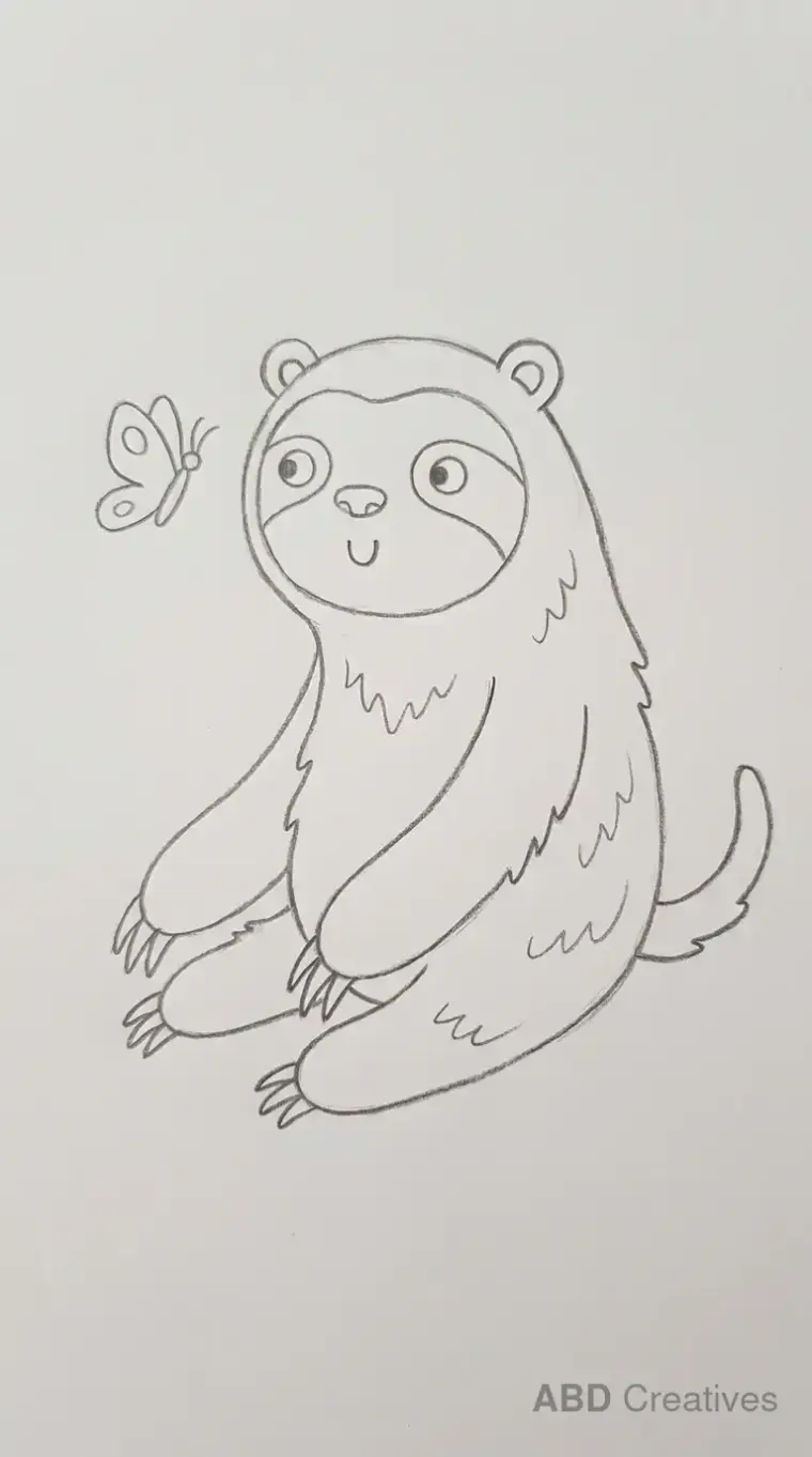 Sloth Sitting With a Butterfly Friend