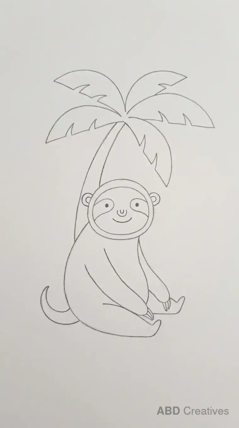 Sloth Sitting Under a Palm Tree