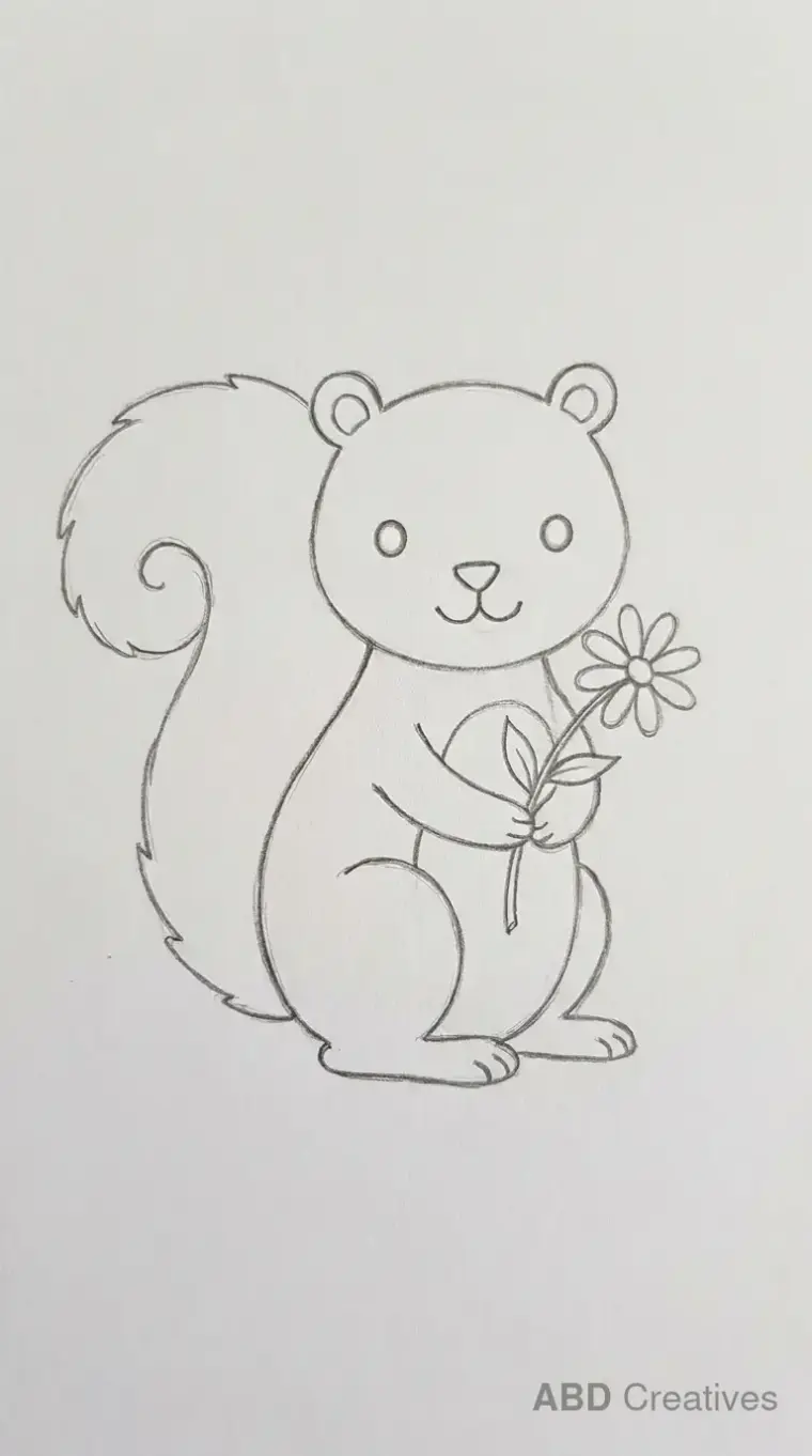 Squirrel Holding a Flower