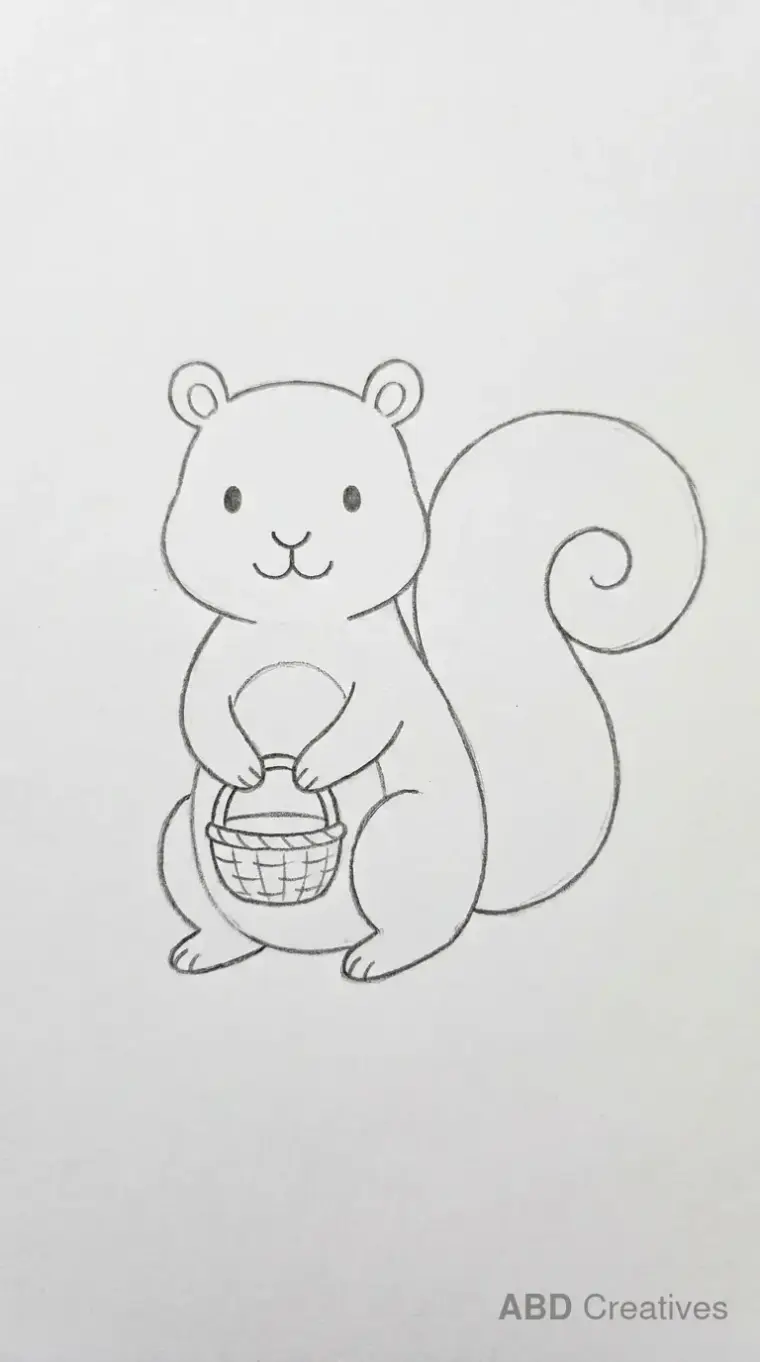 Squirrel Holding a Basket of Nuts