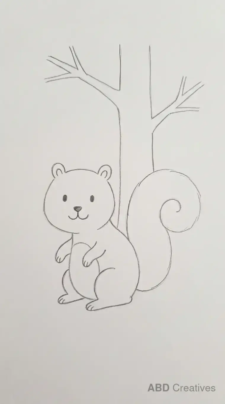 Standing Squirrel Under a Bare Tree