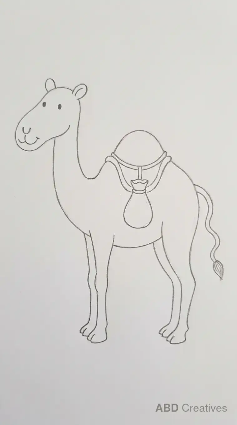 Pencil Drawing of Standing Camel Outline