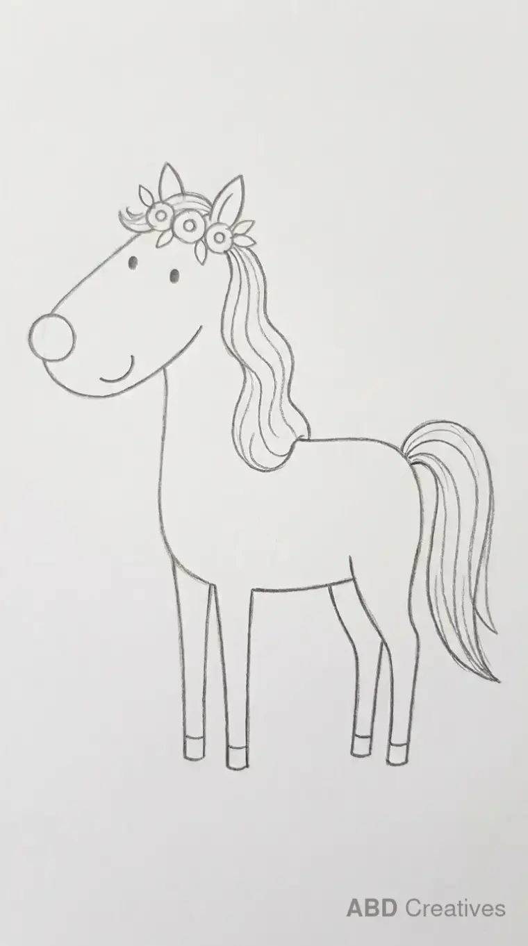 Horse Wearing a Flower Crown