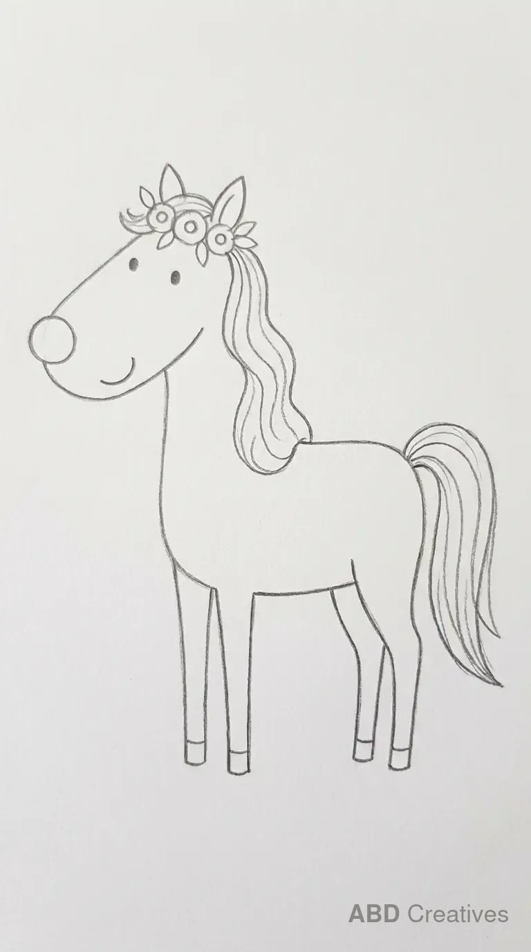 Horse Wearing a Flower Crown