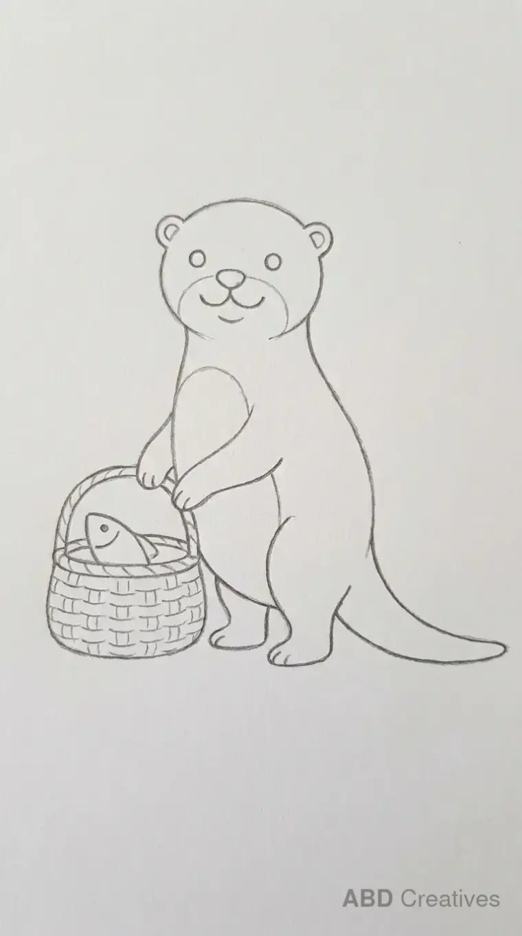 Standing Otter Pencil Drawing