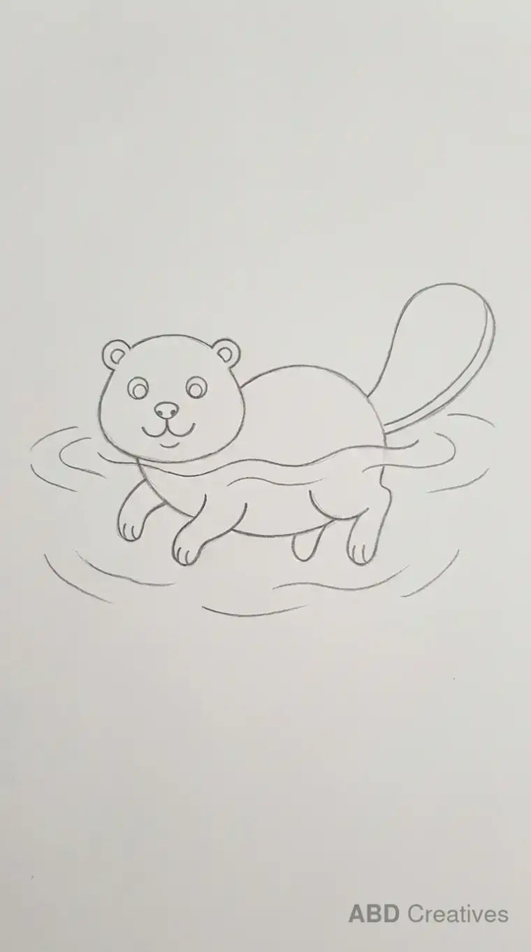 Swimming Beaver Drawing Side View