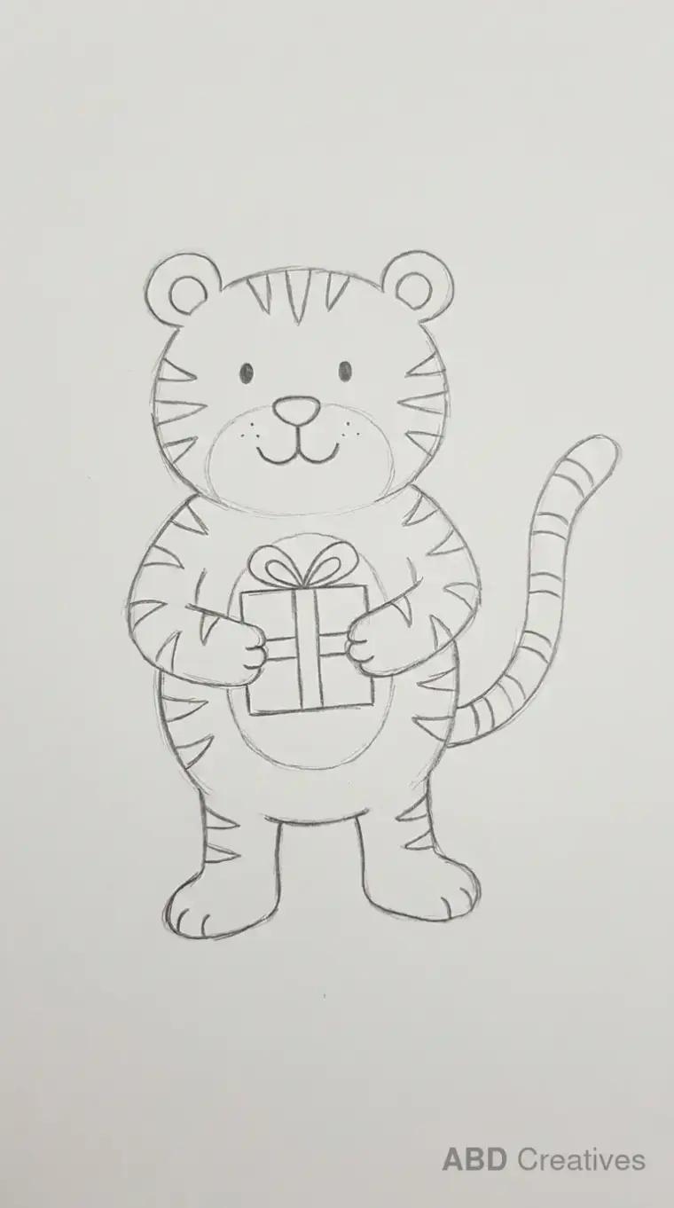 Tiger Holding a Gift Box