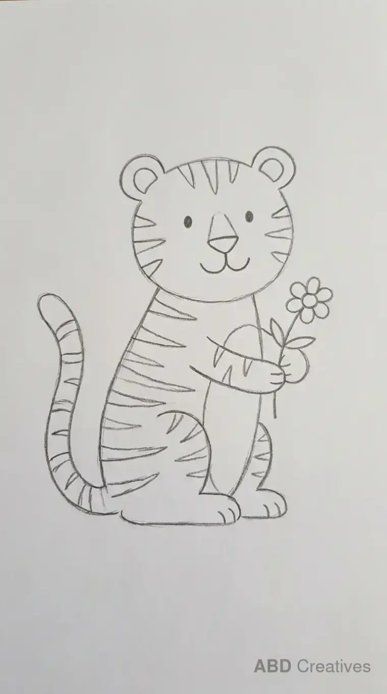 Tiger Holding a Flower