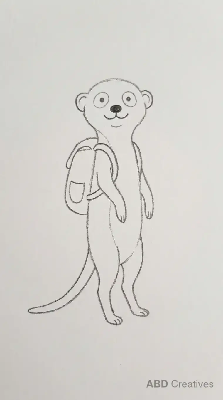 Pencil Drawing of Upright Meerkat