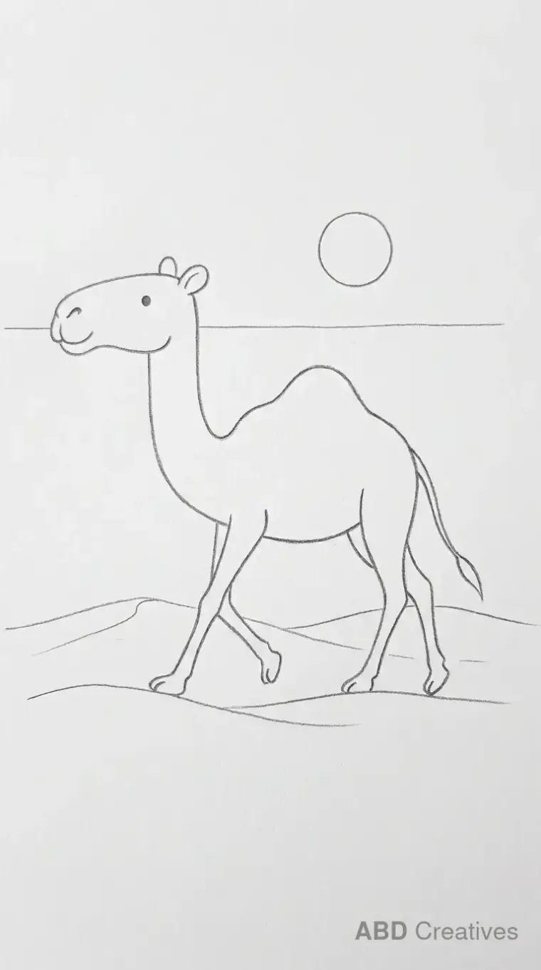 Pencil Drawing of Walking Camel