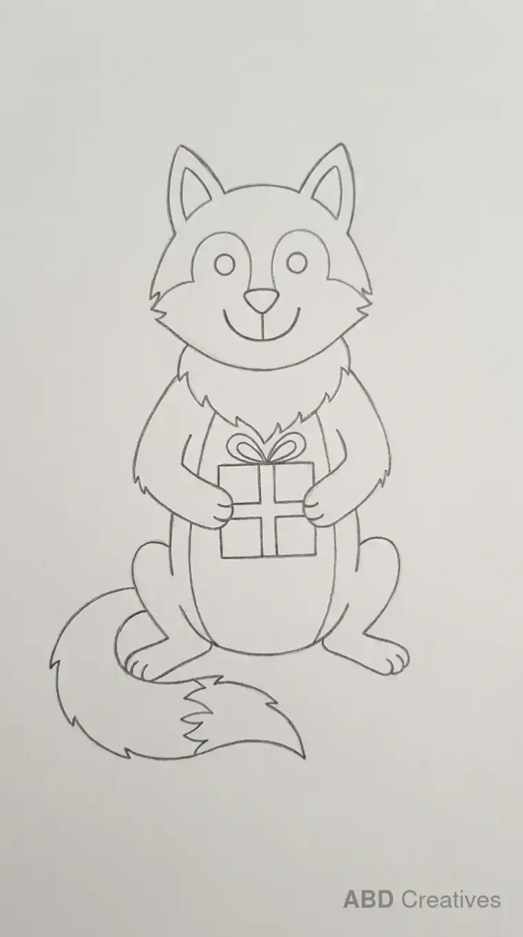 Wolf Holding a Gift Box