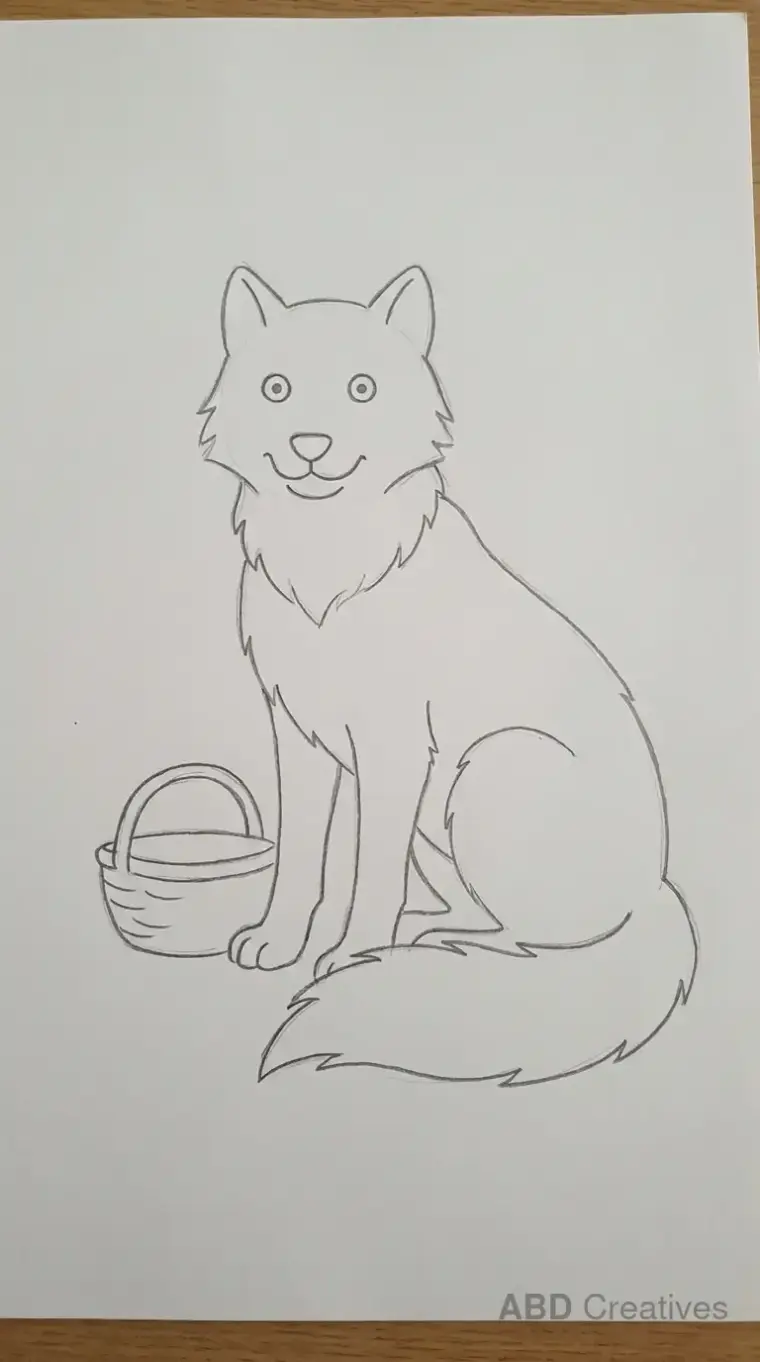 Wolf Sitting with a Basket