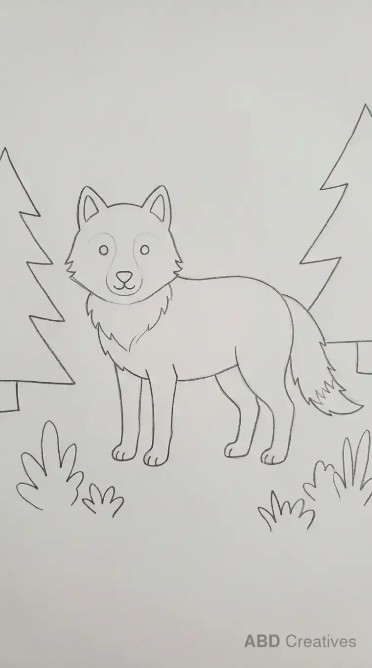 Standing Wolf in the Forest