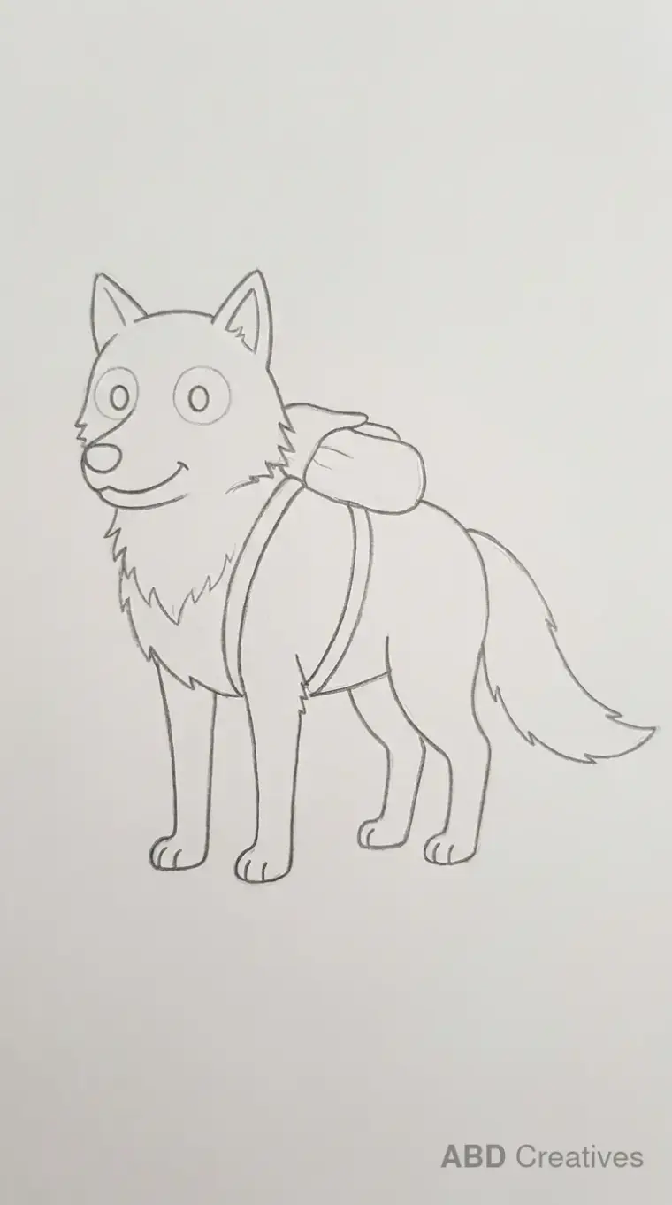 Wolf Wearing a Backpack