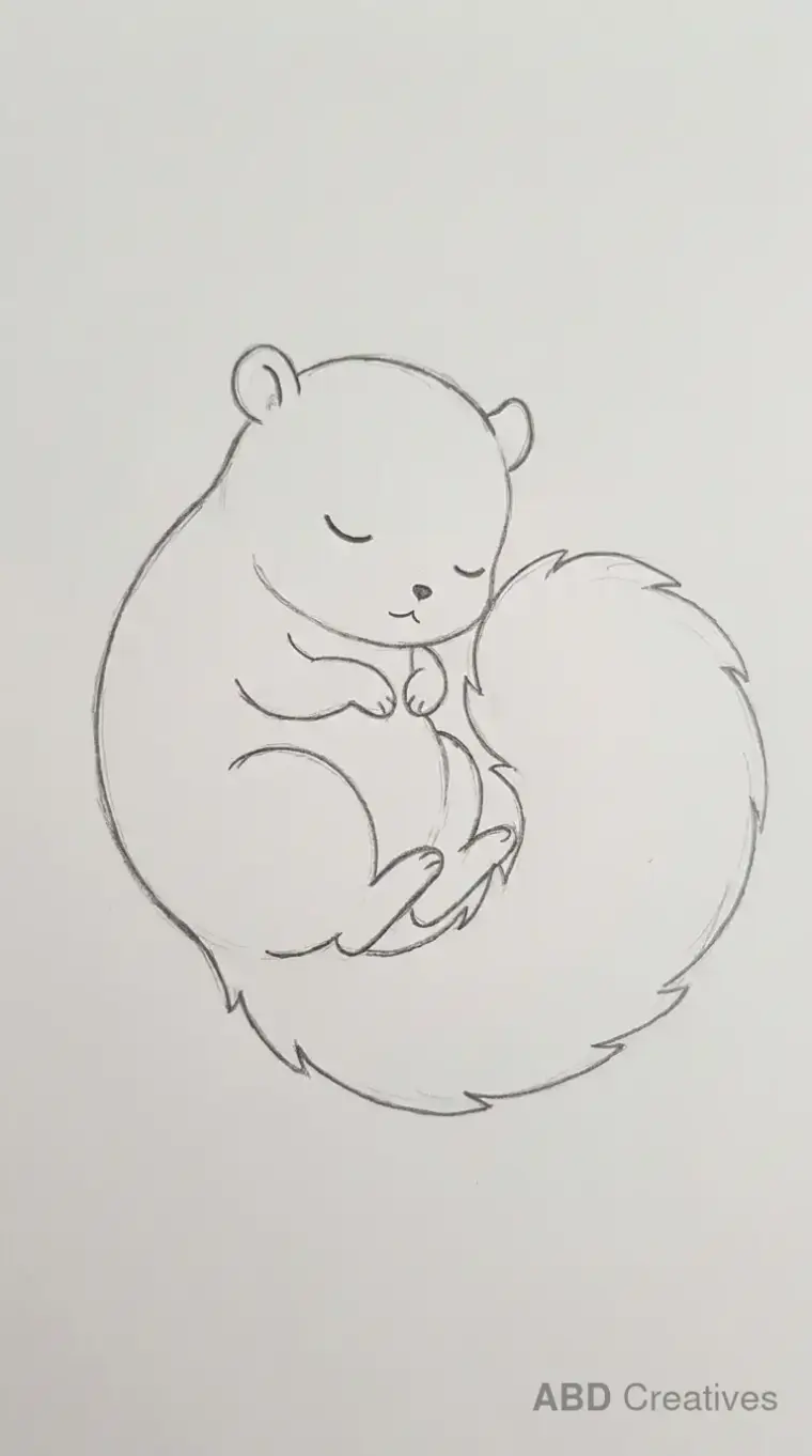 Sleeping Squirrel Curled Up