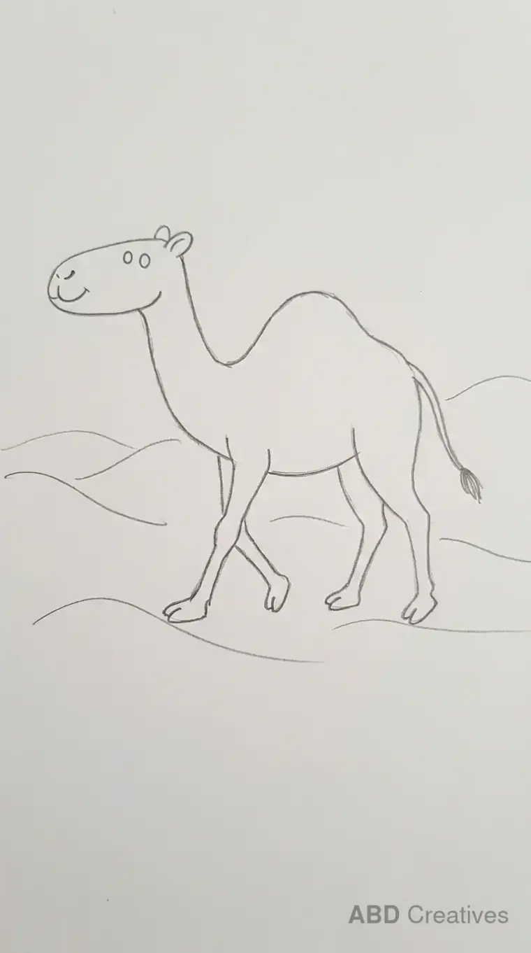 Simple Pencil Drawing of Walking Camel