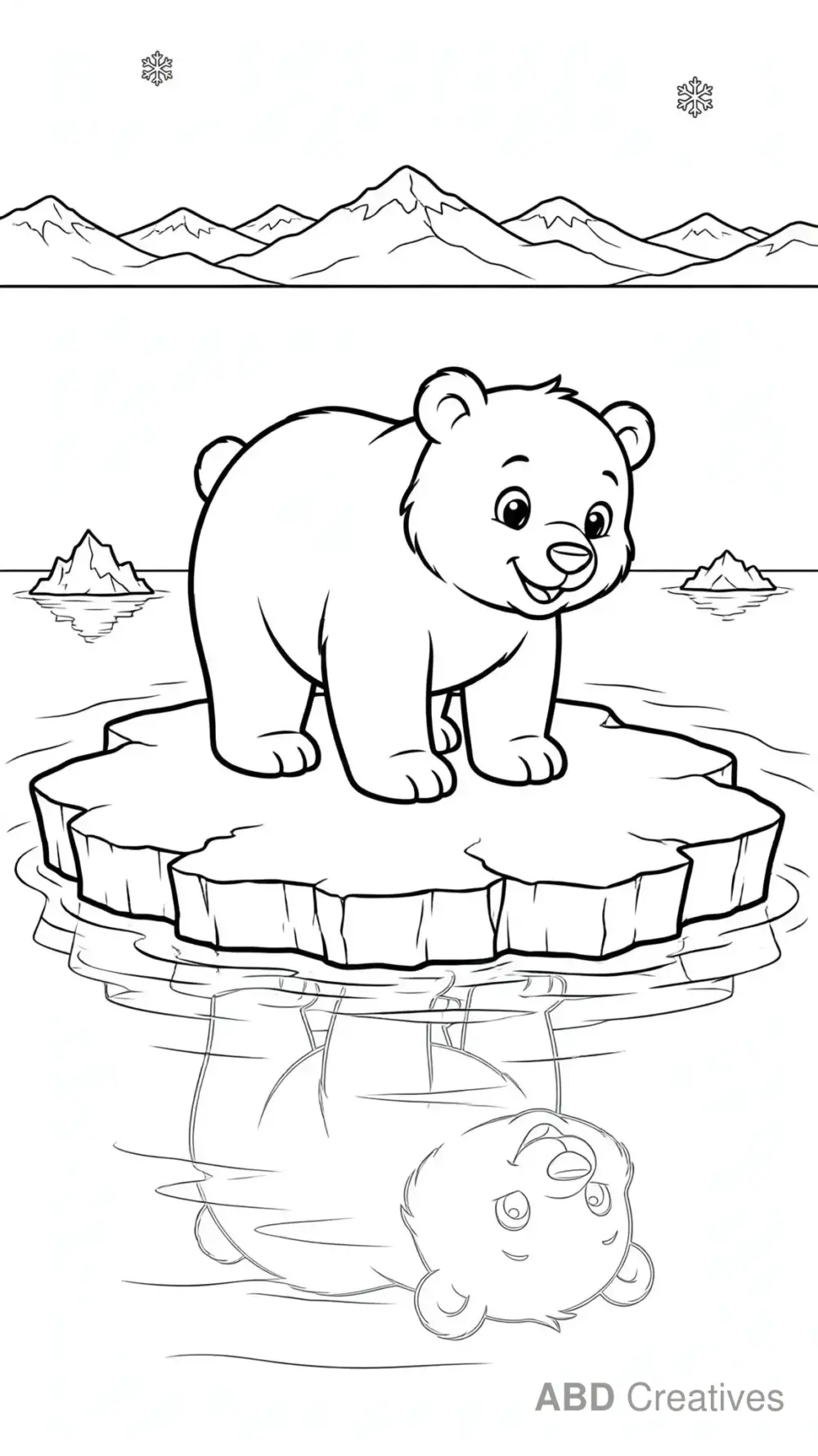Polar Bear on an Ice Floe Coloring Page