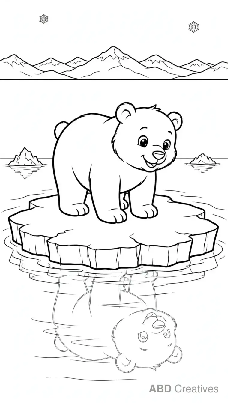 Polar Bear on an Ice Floe Coloring Page
