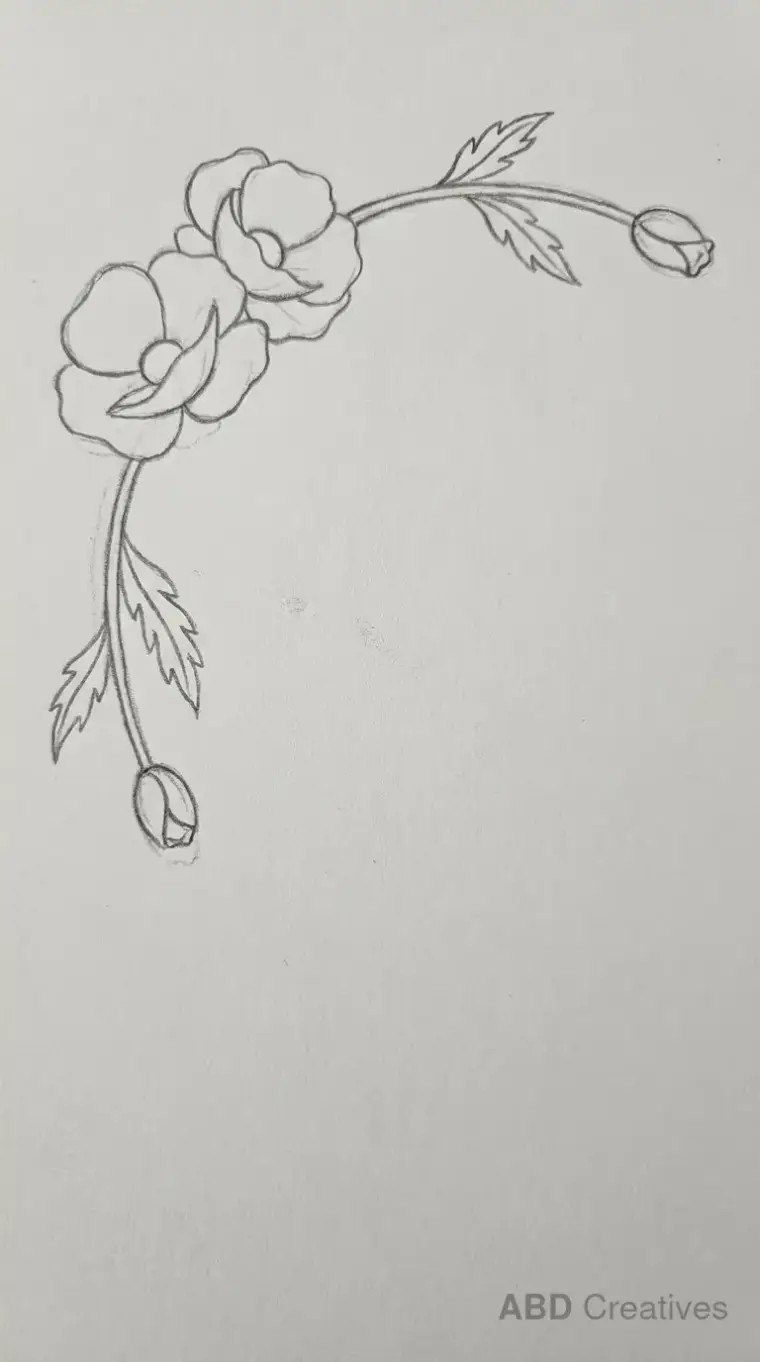 Poppy Flower Corner Border