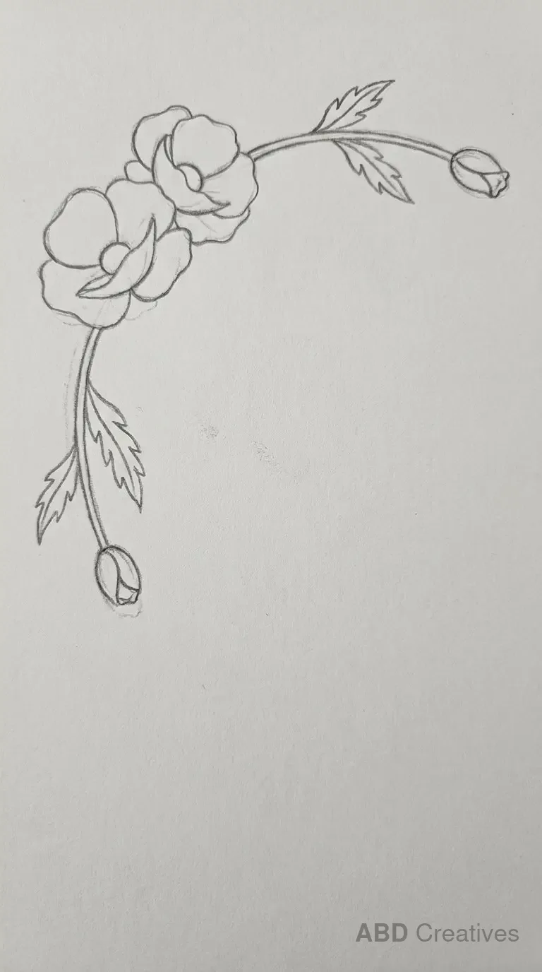 Poppy Flower Corner Border
