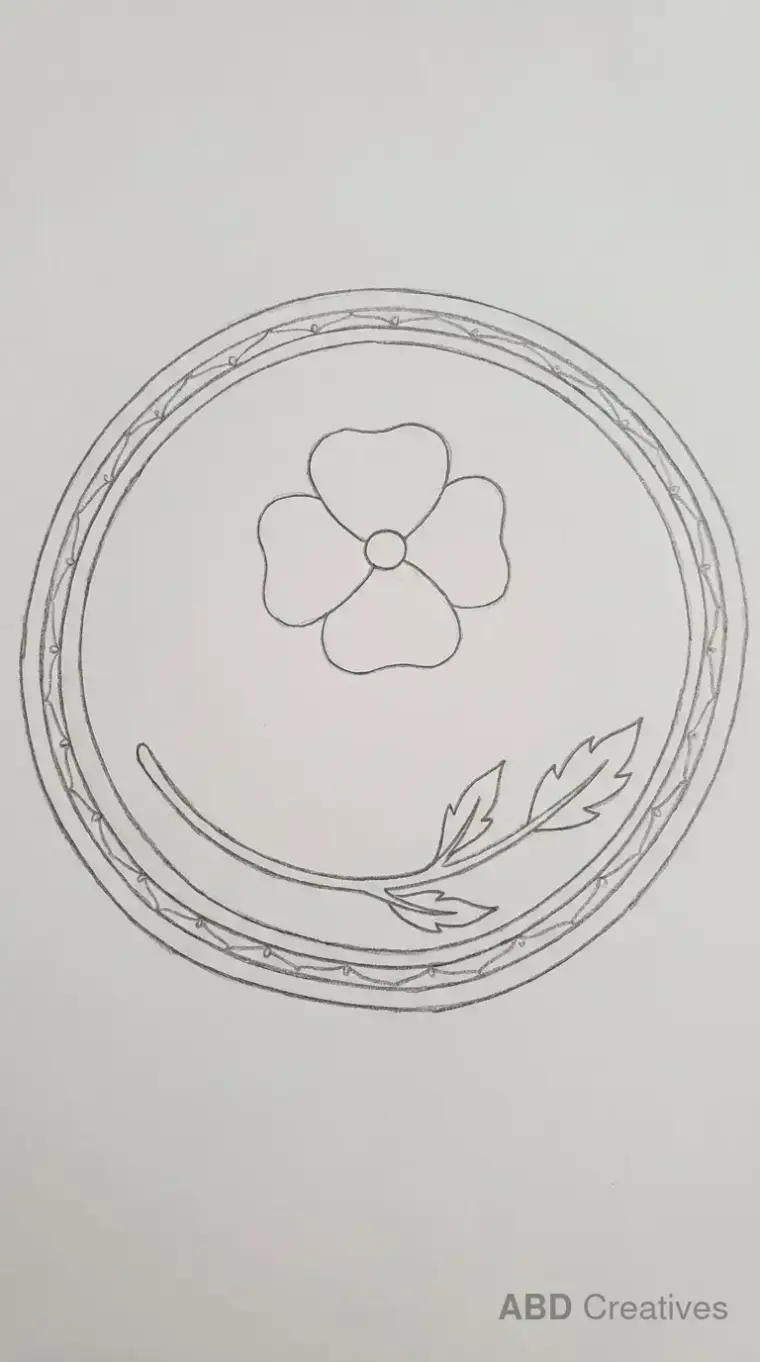 Poppy Flower Inside a Circle Frame