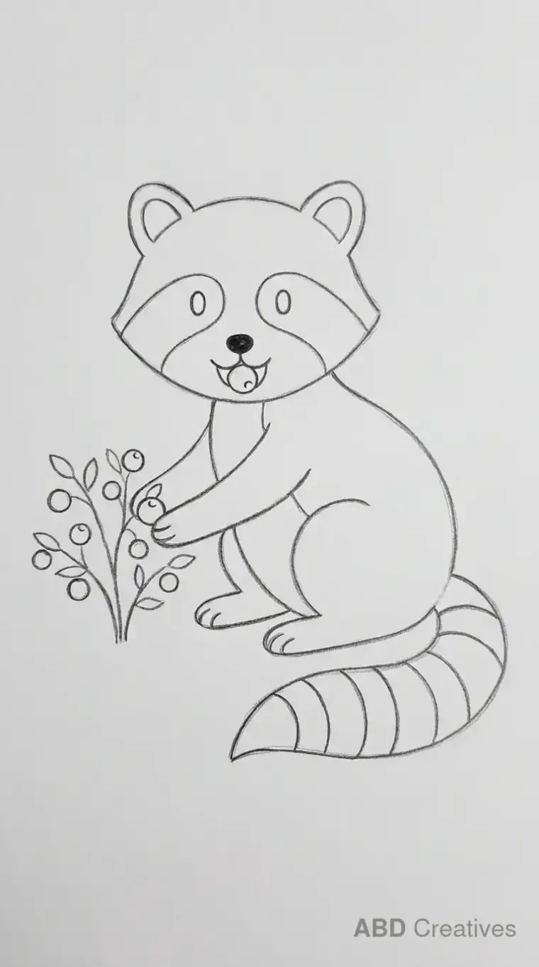 Raccoon Eating Berries Drawing